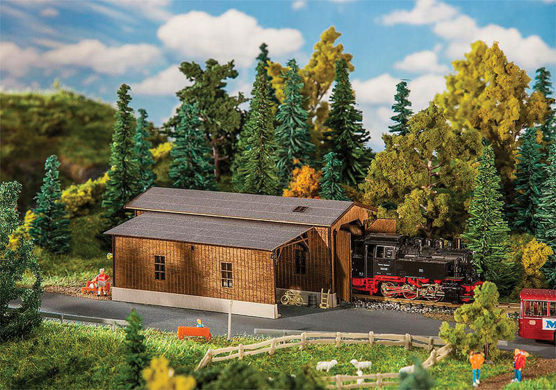 Oberharmersbach Enginehouse w/Lean-To Shelter -- Laser-Cut Wood Kit - 4-3/16 x 2-13/16 x 1-11/16"  10.6 x 7.2 x 4.3cm