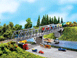 2 Box Girder Bridges w/Annexed Walkway - Painted/Weathered -- 16-7/16 x 2-1/16 x 3-1/4"  41.8 x 5.3 x 8.2cm