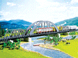 Steel Arch Bridge w/2 Girder Bridges & Piers -- 16" 40cm