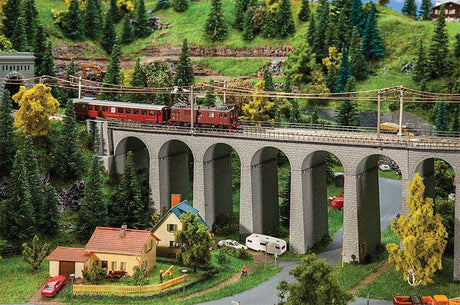 Double-Track Straight Stone Viaduct -- Kit - 15-3/16 x 3-3/8 x 5-3/8"  38.6 x 8.5 x 13.6cm-1