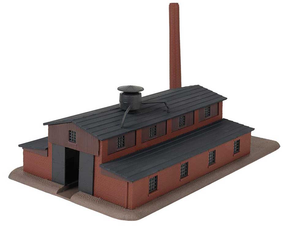Factory with Brick Chimney -- Kit - 8-5/8 x 5-13/16 x 5-1/2