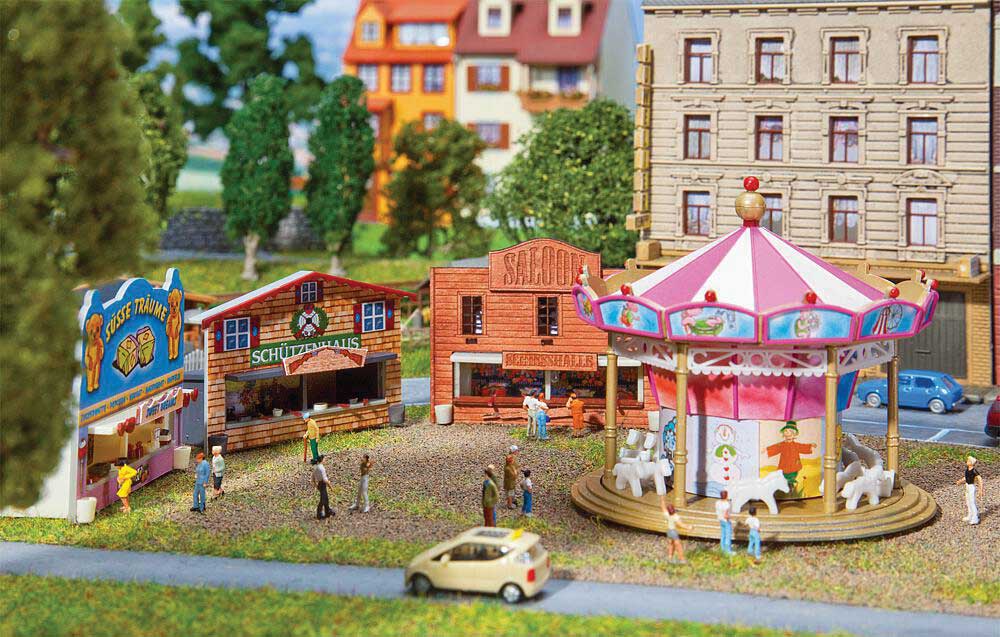 Funfair Set -- Kit - Includes Non-Working Carousel and 3 Booths-1