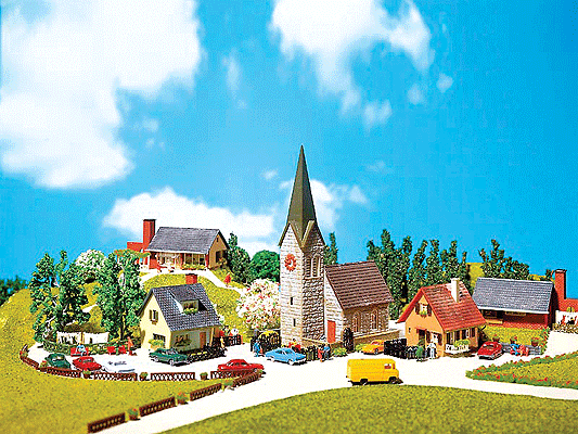 Village Set -- 3-3/8 x 2-1/8"  7.2 x 4.2cm