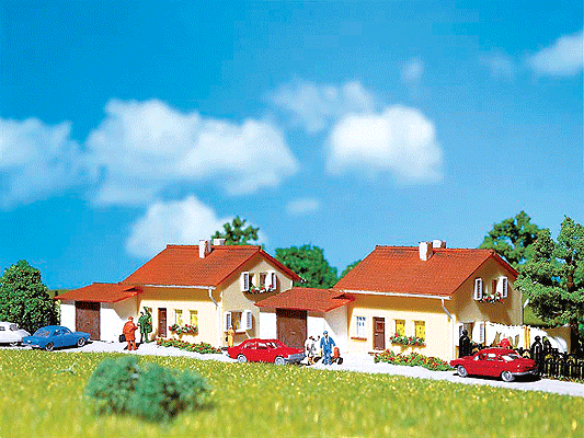 Two Suburban Homes w/Garage -- 1-3/4 x 3-1/8"  2 x 7.8cm