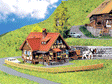 Rural Half Timbered House- Painted/Weathered -- 2-7/8 x 2-1/16 x 2  7.3 x 5.3 x 5cm