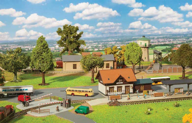 Muhlheim Railway Station Set -- Kit - Includes Staion, Platform and Grade Crossing with Crossing Shanty-1