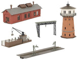 Railway Servicing Facility (Depot) Set -- kit - 1-Stall Brick Engine House, Water Tower, 2 Cranes, Standpipe-3