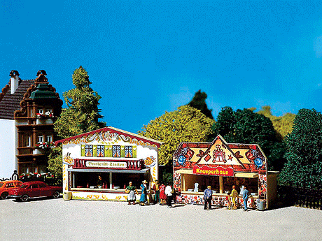 Concession Booths (Cookie & Fried Chicken Food Stands) -- Each: 2-1/8 x 3/4 x 1-1/2"  5.3 x 1.8 x 3.8cm