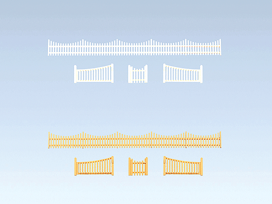 Garden Fence with Gate, Era I -- 21-3/8"  54.3cm Total Length