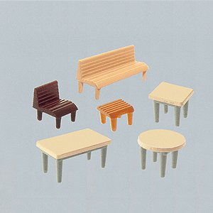 Furniture -- 7 Tables, 24 Chairs, 12 Benches