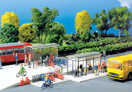 Modern Bus Stop Shelter w/Bicycle Racks