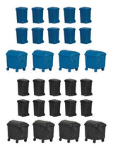Garbage Dumpster Set - Kit -- 8 Dumpsters on Wheels, 20 Wheeled Garbage Bins-3