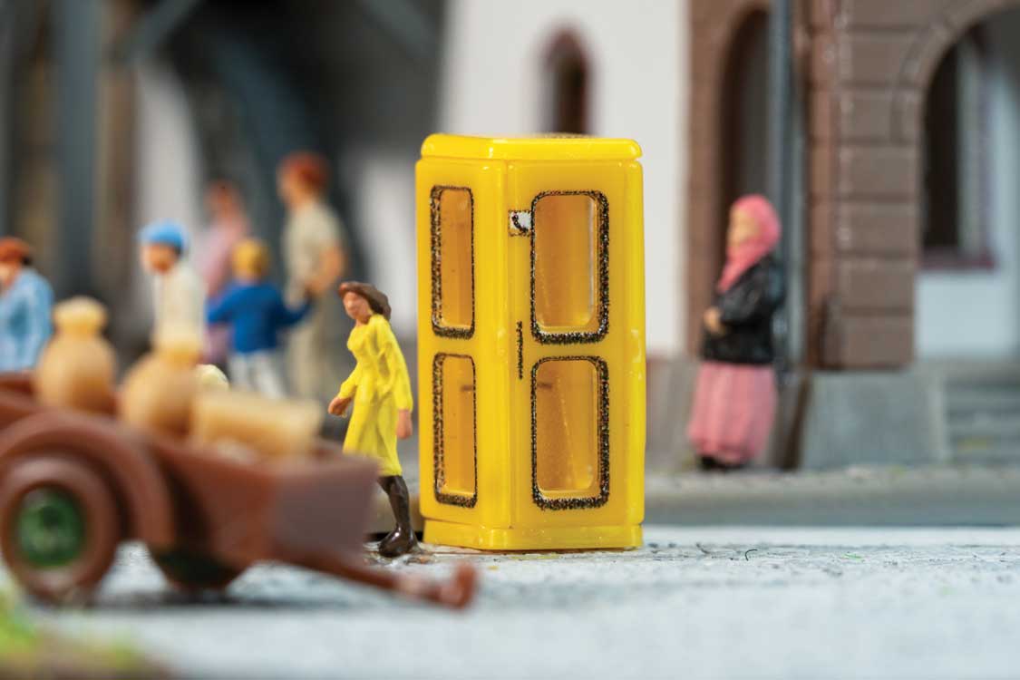 Telephone Booths -- 2 Booths (German Post), 4 Tote Containers (yellow)-1