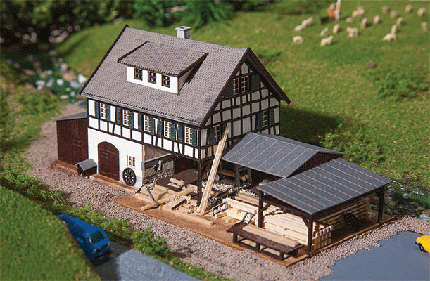 Sawmill/Lumber Mill -- Laser-Cut Card Kit - 4-13/16 x 3-1/16 x 2-3/16"  12.2 x 7.8 x 5.5cm