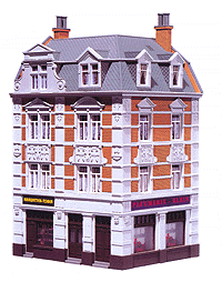 3-Story Corner Town House - #70 Gothe Street -- 4-5/8 x 4 x 7-13/32"  11.5 x 10 x 18.5cm