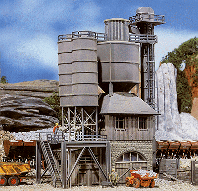 Old Concrete Mixing Plant w/Storage Silos & Entrance Gate -- 6 x 4-5/8 x 9" 15.5 x 11.5 x 22.5, 5-13/32 x 3-13/64 x 1-17/32" 13.5 x 8