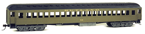New York Central Passenger Car (One Piece Body) -- Rutland/NYC Standard Steel Coach (19 Vent Version, Rutland Gold Decals)