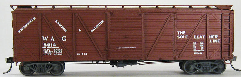 40' XM-1 Single Sheathed Boxcar w/Decals -- Wellsville, Addison & Galeton w/Outside Car Lines Ribbed Roof