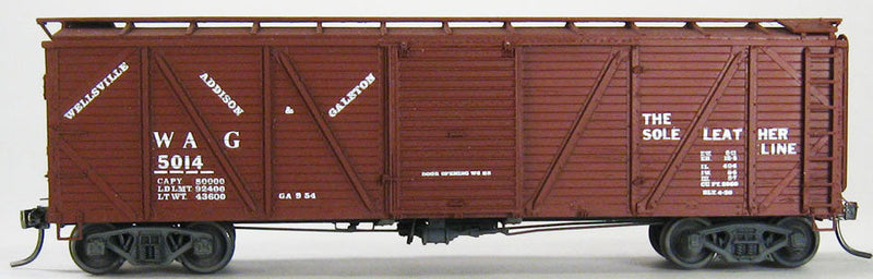 Class XM-1 40' Single-Sheathed Boxcar w/AB Brakes - One-Piece Body Resin Kit -- Wellsville, Addison & Galeton Decals, Smooth Pullman Roof