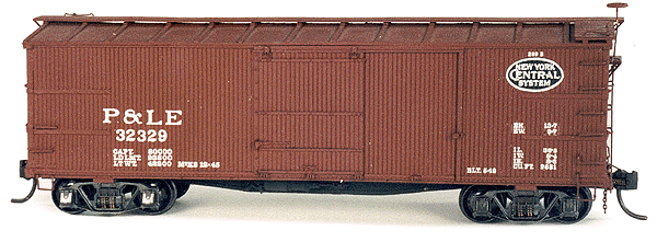 36' Double-Sheathed Boxcar -- With Strap-Braced Ends, New York Central/Pittsburgh & Lake Erie, With Decals