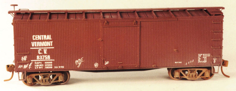 36' Wood Boxcar w/Hutchins Roof - One-Piece Body Resin Kit -- Undecorated w/Central Vermont Decals