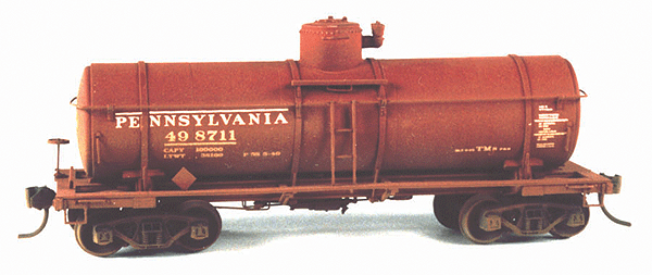TM8 8000 Gallon Tank Car (One Piece Tank w/Frame, Resin Kit) -- Pennsylvania w/K Brake; White Decals
