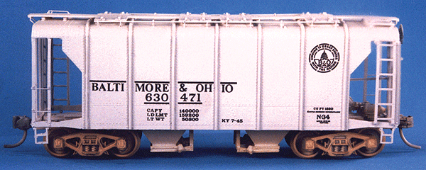 Wagontop Covered Hopper w/Decals (One Piece Body, Resin Kit) -- Steam Era w/Baltimore & Ohio Decals