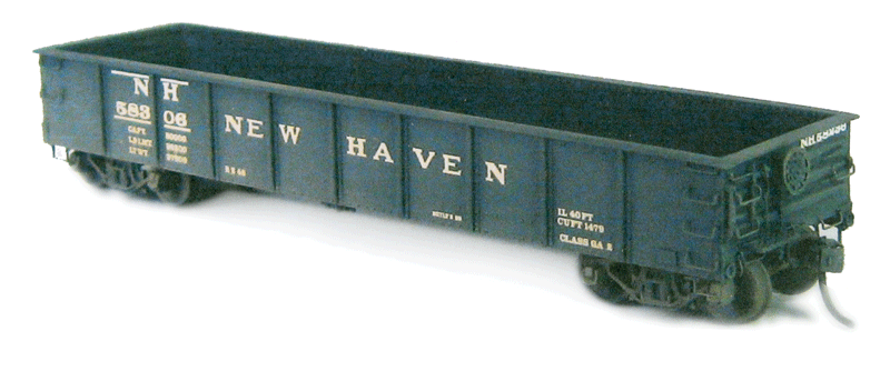 NH Class GA-2 Rebuilt 40' Flat-Bottom Steel Gondola w/One-Piece Body - Kit -- AB Brake Version w/New Haven Decals, Less Trucks & Couplers
