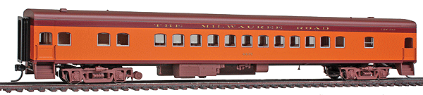Milwaukee Road 1935 Hiawatha Streamlined Coach - Ready to Run -- Milwaukee Road #4438 (orange, maroon, Brown Roof)