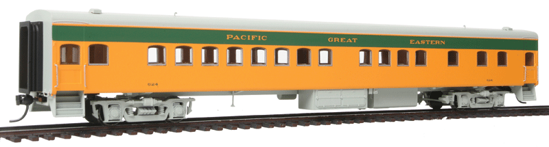 Milwaukee Road 1935-Built Bunk Coach - Ready to Run -- Pacific Great Eastern #624 (yellow, green)