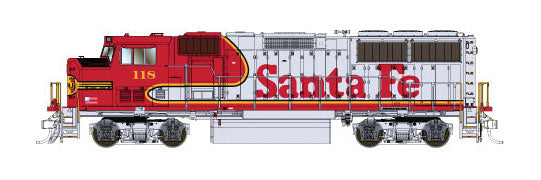 EMD GP60M w/LokSound & DCC -- Santa Fe #123 (Warbonnet, silver, red, black Anti-Glare Nose, Small US Flag)