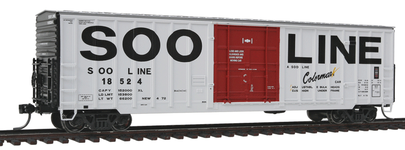 Soo Line-Built 7-Post Plug-Door Boxcar - Ready to Run -- Soo Line #18524 (white, red, black, Billboard Lettering, Colormark)-1