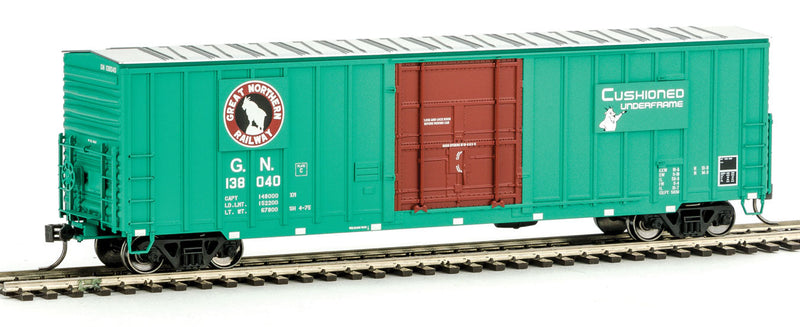 Soo Line-Built 7-Post Plug-Door Boxcar w/Diagonal-Panel Roof - Ready to Run -- Great Northern #138040 (Jade Green, red, white; Rocky Silhouette)