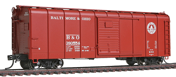 B&O Class M-53 Wagontop Boxcar w/Youngstown Doors - Ready to Run -- Baltimore & Ohio #380553 (1946-55 Postwar Scheme, Boxcar Red, 13 States Logo