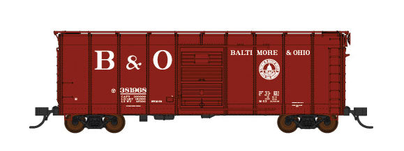 B&O Class M-53 Wagontop Boxcar w/Youngstown Doors - Ready to Run -- Baltimore & Ohio #381968 (Boxcar Red, No Small B&O, 13 States, 7" Number)