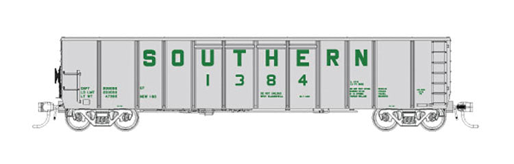 Southern Silverside Coal Gondola - Ready to Run -- Southern Railway #2 (silver, green)