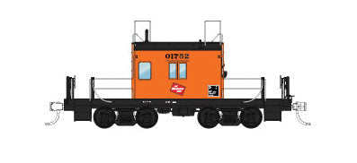 Milwaukee Road Transfer Caboose - Ready to Run -- Milwaukee Road #01752 (orange, black, TMR Logo, Large Window)