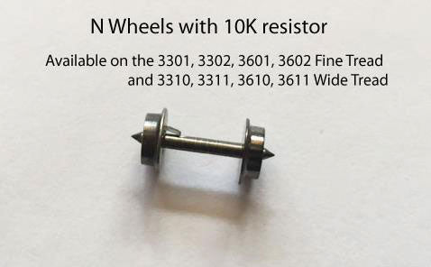 33" Fine-Tread Metal Wheelsets w/10K Ohm Resistors -- .540" Axle pkg(12)