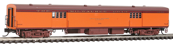 Milwaukee Road 1935-Built Express Car - Ready to Run -- Milwaukee Road #1111 (orange, maroon, brown Roof)