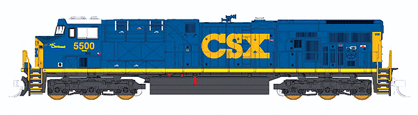 Diesel GE ES44DC w/Low Numberboards, Hi-Ad Trucks - Standard DC -- CSX #5500 Spirit of Cincinnati (blue, yellow, white Cab Roof)