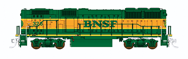 EMD GP60B - Standard DC -- Burlington Northern & Santa Fe #326 (Heritage 1; green, orange, green BNSF)