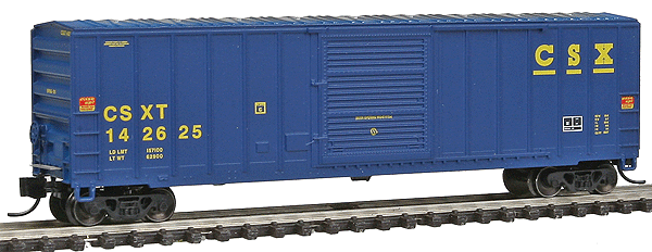 FMC 5347 Cubic Foot Single-Door Boxcar - Ready to Run -- CSX #142625 (blue, yellow)