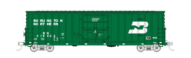 Soo Line 50' 7-Post Plug-Door Boxcar - Ready to Run -- Burlington Northern #319022 (Cascade Green, white)