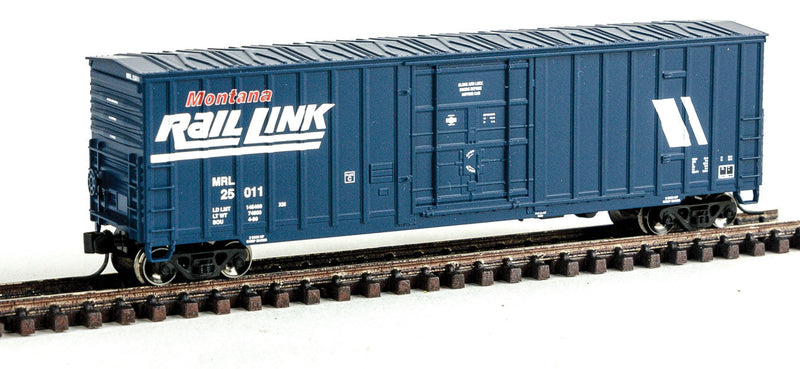 Soo Line 50' 7-Post Plug-Door Boxcar - Ready to Run -- Montana Rail Link #25011 (blue, white, red; Early Slash Logo)