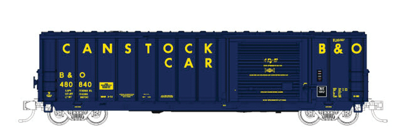 50' Canstock Boxcar - Ready to Run -- Baltimore & Ohio #480804 (blue, yellow, white Fiberglass Roof Panel)