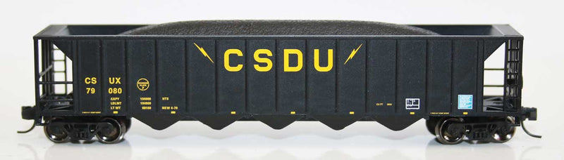 Ortner 5-Bay Rapid Discharge Hopper with Coal Load - Ready to Run -- CSDU 79015 (black, yellow)