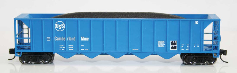 Ortner 5-Bay Rapid Discharge Hopper with Coal Load - Ready to Run -- US Steel Cumberland Mine 22 (blue, white)