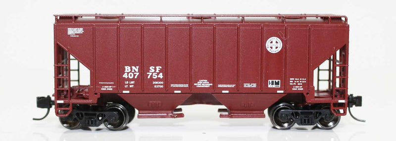 3000 Cu.Ft. 2-Bay Covered Hopper - Ready to Run -- Burlington Northern Santa Fe 407775 (Boxcar Red, Circle-Cross Logo)