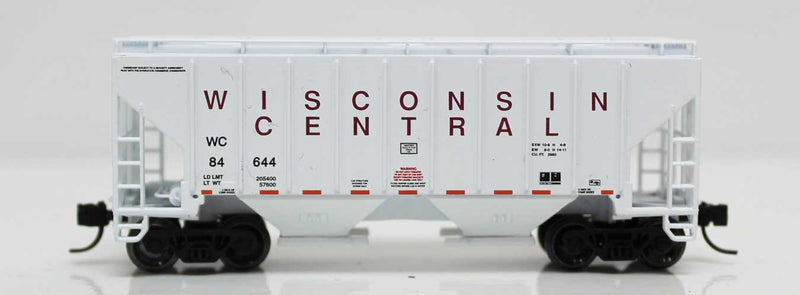 3000 Cu.Ft. 3-Bay Covered Hopper - Ready to Run -- Wisconsin Central 84723 (gray, maroon)