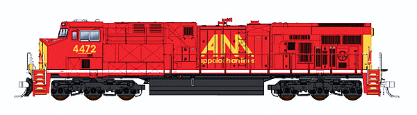 GE ES44AC - Standard DC -- Allegheny Midland #4461 (red, yellow, Tony Koester's Model Railroad)